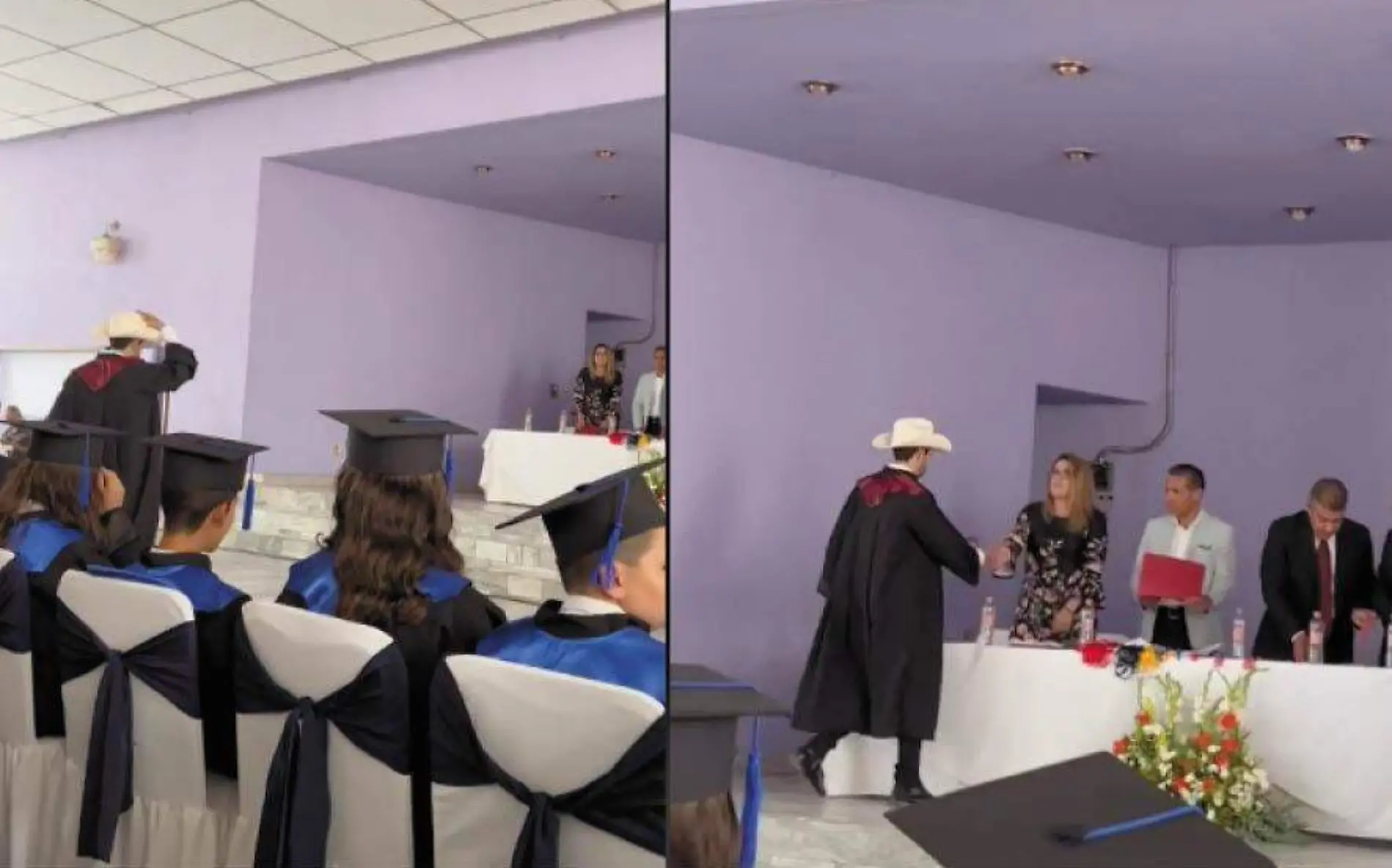 "Ve nomás que orgullo", se gradúa con sombrero en lugar de birrete